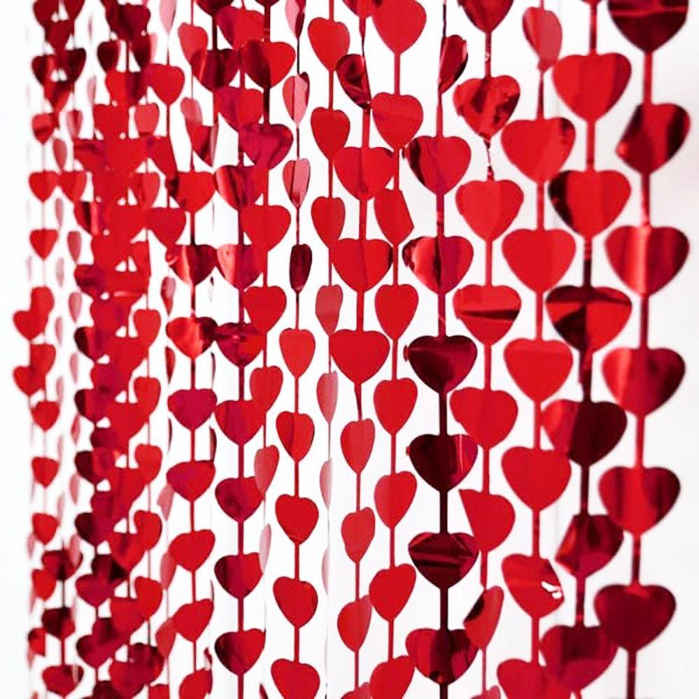Kentontllb ม่านฝนหัวใจ, PET 1m2m ผ้าม่านปาร์ตี้, ม่านฟอยล์ รูปหัวใจสีสันสดใส Glitter พื้นหลังผ้าม่านตกแต่งงานแต่งงาน - รูปที่ 5
