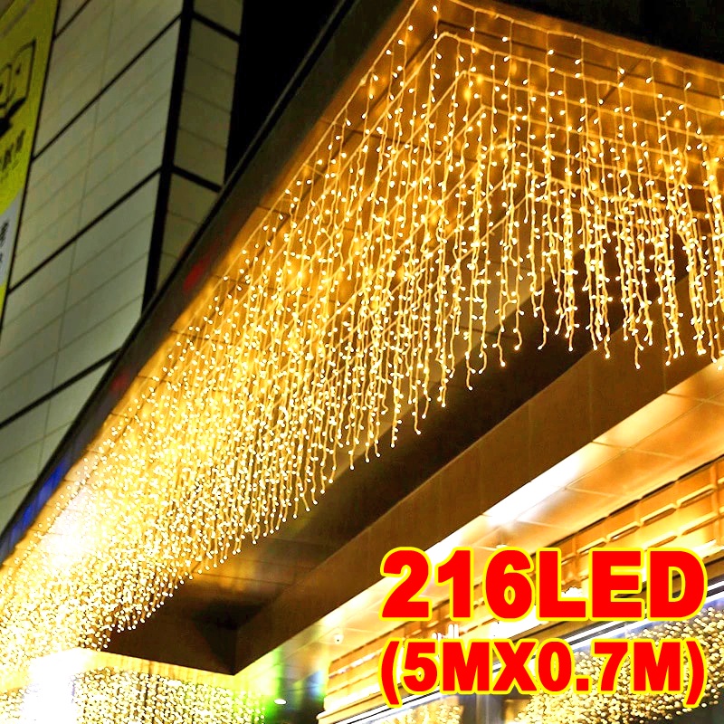 Icicle Light LED Fairy String ไฟชายคาตกแต่งสําหรับคริสต์มาส Raya ผ้าม่านกลางแจ้งงานแต่งงาน Hallowee บันไดตกแต่ง