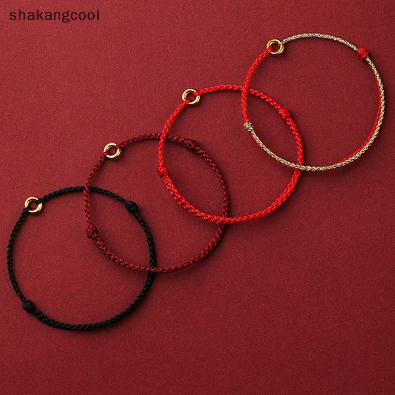 Shakangcool สร้อยข้อเท้าเชือกถัก ปรับได้ สีแดง ของขวัญให้เพื่อน คู่รัก สําหรับผู้ชาย และผู้หญิง SGL