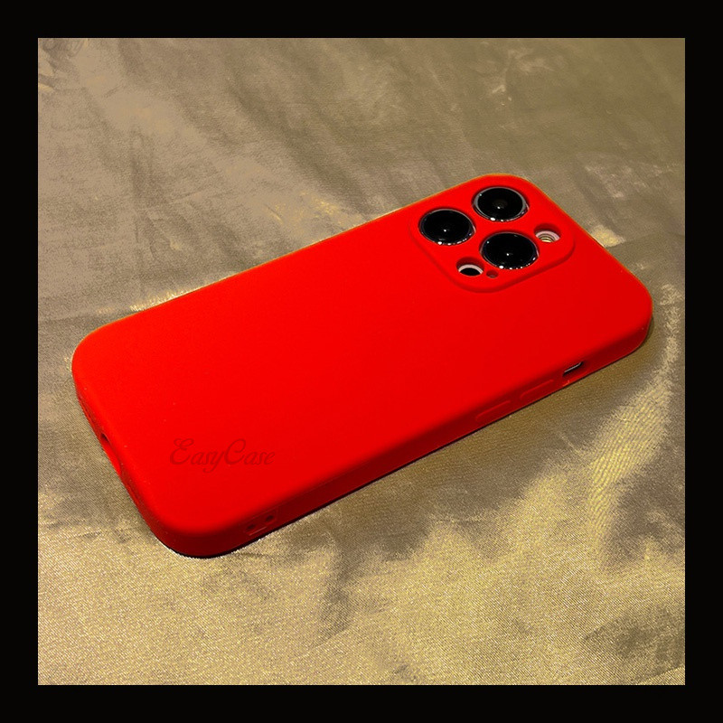 เคสโทรศัพท์ซิลิโคนทรงสี่เหลี่ยมสีแดงสําหรับ iPhone 16 15 Pro Max 14 15 Plus 13 Pro Max 12 Pro 11 Pro Max 14 Pro Max