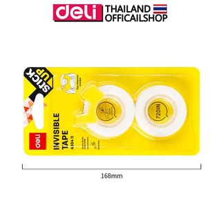 เทปขุ่น Deli เทปกาวขุ่น พร้อมที่ตัด แบบเขียนได้ 18.3m แท่นเทป ขนาดพกพา ไร้กลิ่น กาวยึดเกาะแน่น อุปกรณ์สำนักงาน