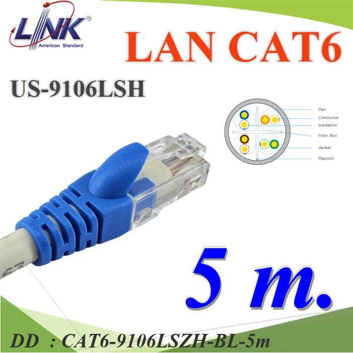 CAT6-9106LSZH-BL-5m 5 เมตร สายแลนสำเร็จรูป Link CAT6 US-9106LSZH สีขาว DD