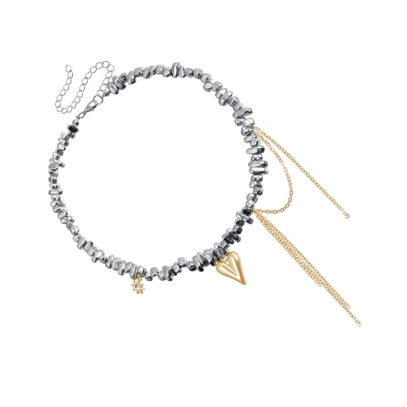 Noe Modern Heart Tassels จี้สร้อยคอที่ไม่ซ้ํากันลูกปัดหัวใจพู่สร้อยคอเหมาะสําหรับ Casual และโอกาสพิเ