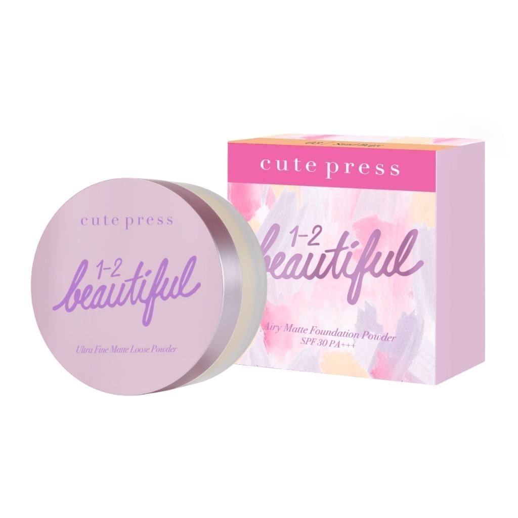 CUTE PRESS แป้งฝุ่นโปร่งแสง 1-2 BEAUTIFUL ULTRA FINE MATTE LOOSE POWDER 15 g.