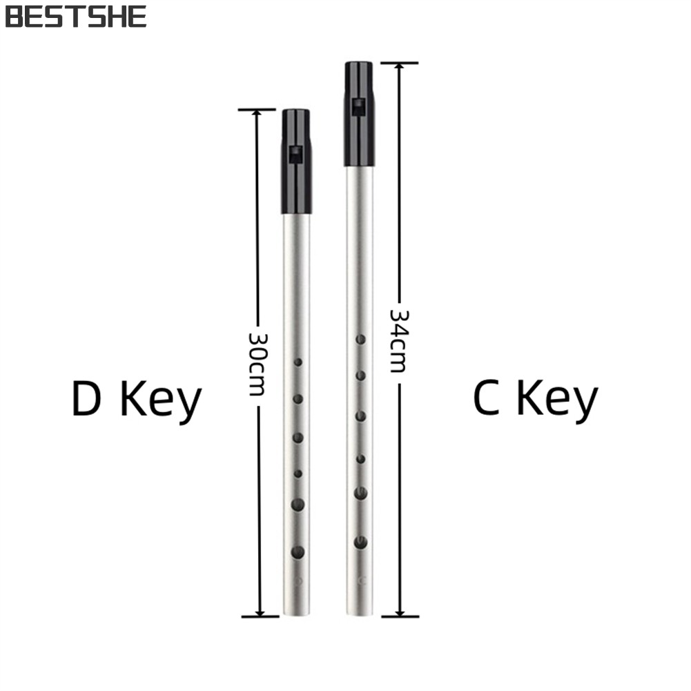 {bestshe} Irish Whistle Flute C key D key Ireland Tin Penny Whistle 6Hole เครื่องดนตรีขลุ่ย