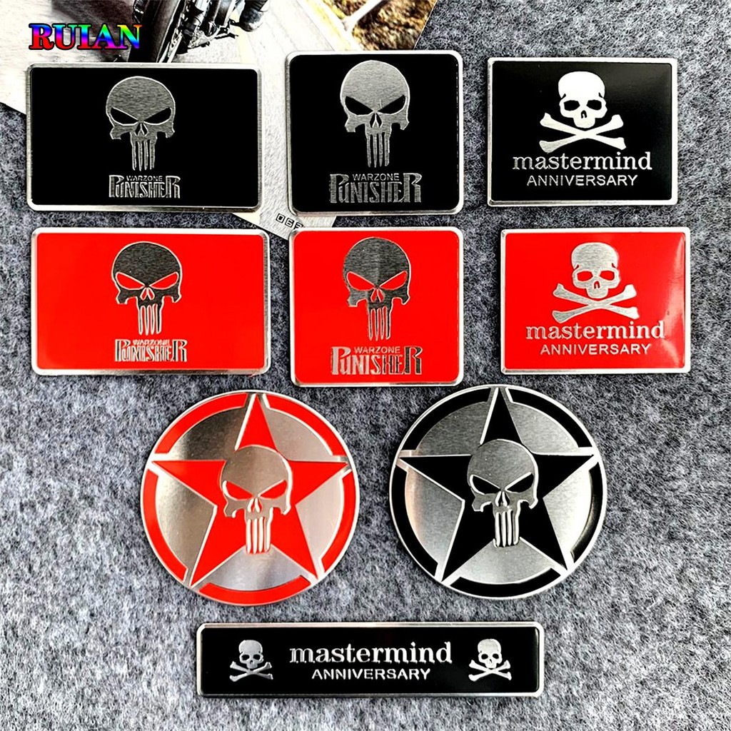 สติ๊กเกอร์โลหะ Punisher สําหรับ Honda Yamaha Suzuki Kawasaki KTM และสติ๊กเกอร์อุปกรณ์ตกแต่งรถจักรยานยนต์อื่นๆ