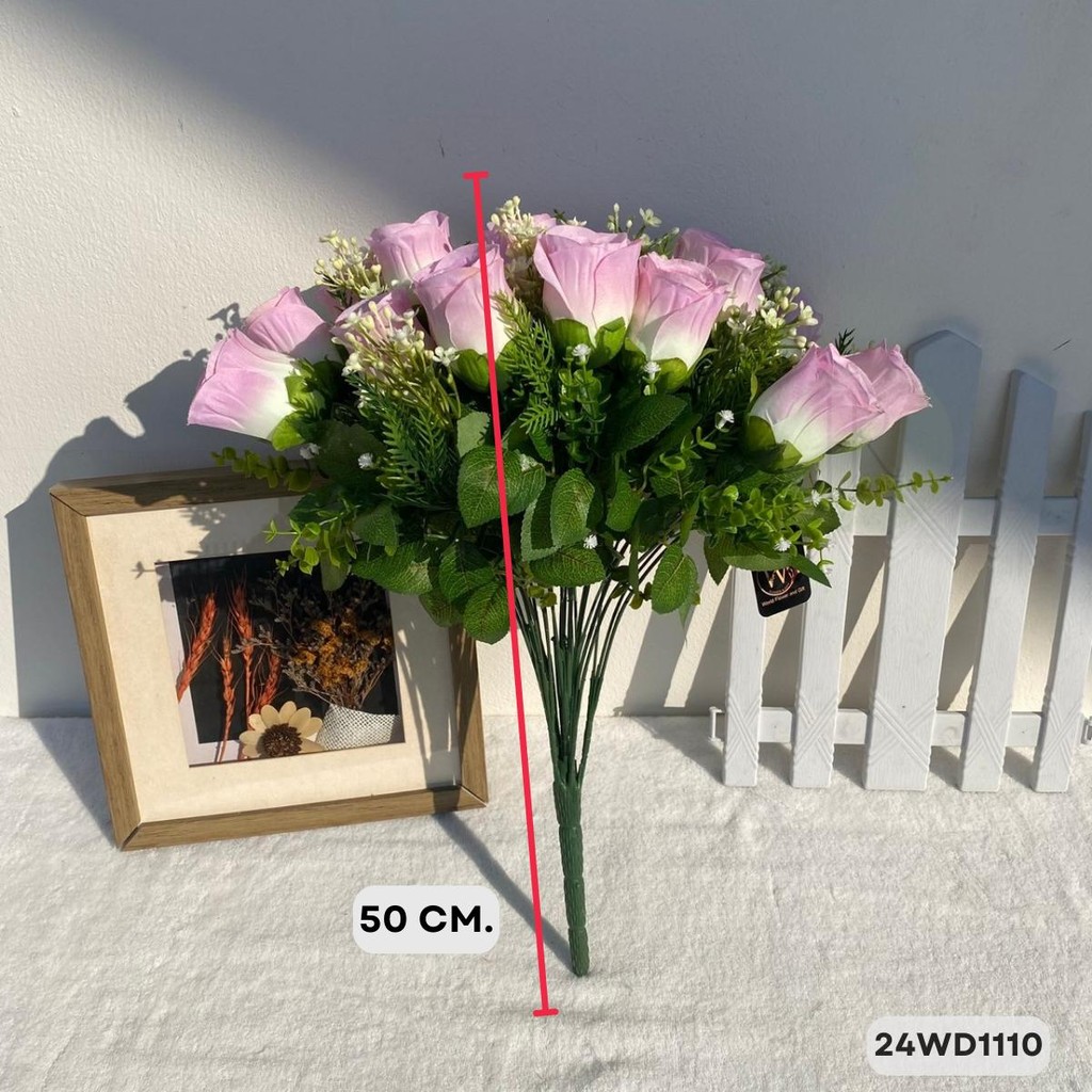 กุหลาบช่อ 30 ก้าน 20 ดอกแซมดอกดาว ดอกไม้ประดิษฐ์ ขนาดความยาว50cm.หน้าดอก 5 cm. - รูปที่ 5