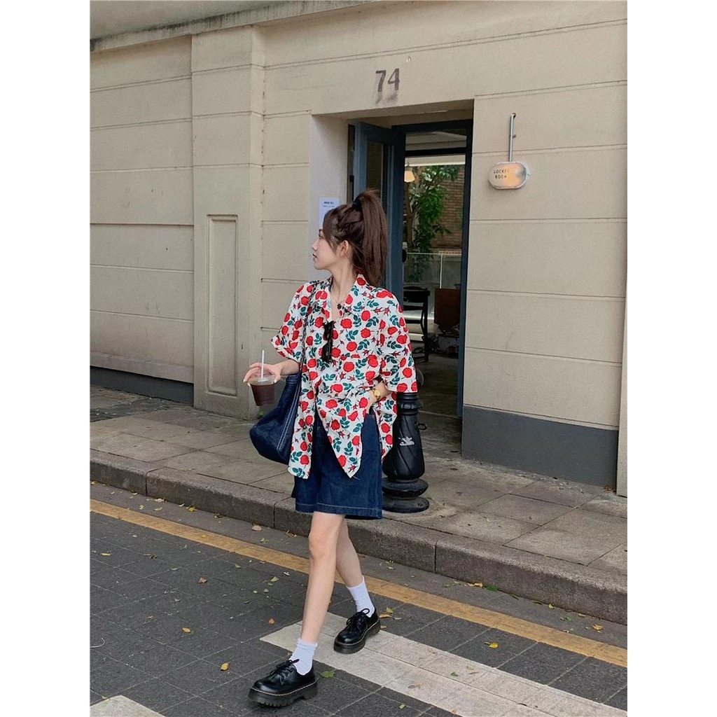mimi&didi เสื้อเชิ้ตฮาวายลายดอกไม้แขนสั้น สไตล์เกาหลี W339 thumbnail 10