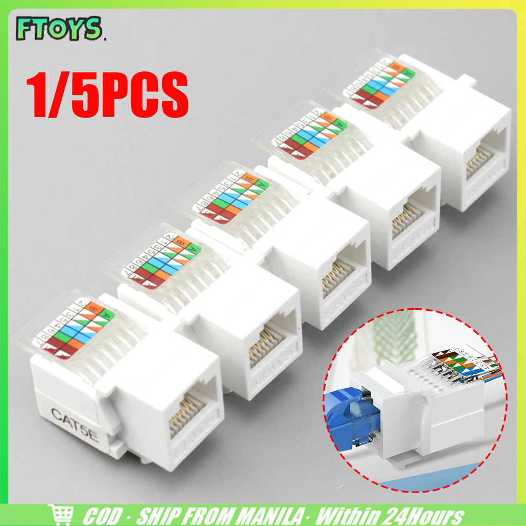 จัดส่งใน24ชม.5ชิ้น หัวแลนตัวเมีย เต้ารับหัวแลนตัวเมีย กันไฟ Lan RJ45 cat5e Jack RJ45