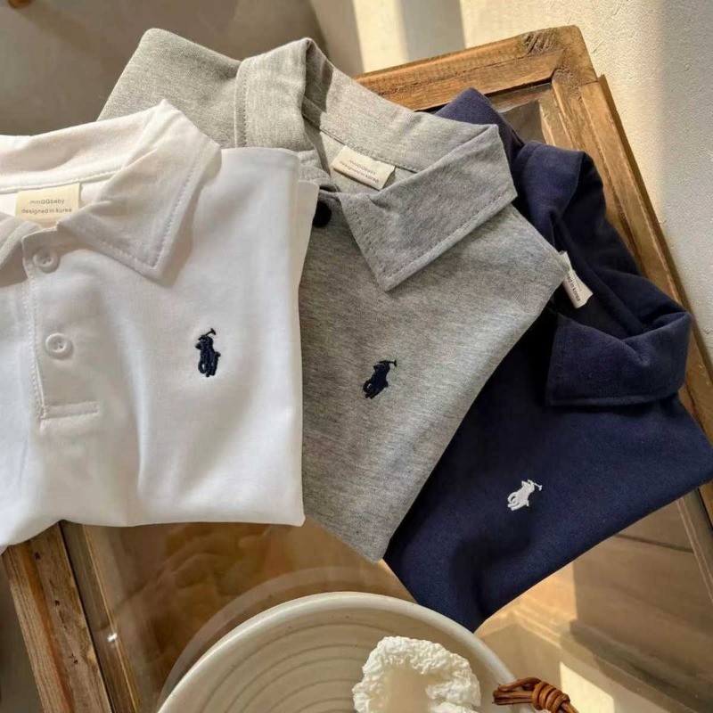 Kid Polo Shirt(7-50kg) Cotton Collar Short Sleeves Tops Fashion เย็บปักถักร้อยเสื้อผ้า Unisex Summer Simple Wear ราคา ถูกที่สุด ดีลบีเคเค แกลเลอรีภาพที่ 3