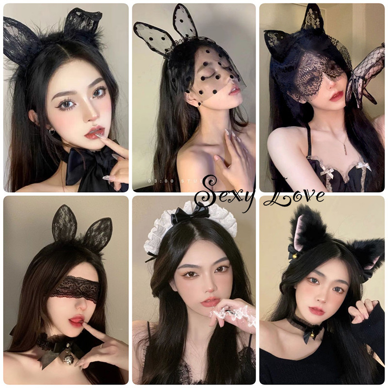 Sexy Love cosplay เครื่องประดับแฟชั่น หูแมว สร้อยคอโบว์ ถุงมือลูกไม้ สไตล์ที่แตกต่าง พร้อมส่งจากไทย