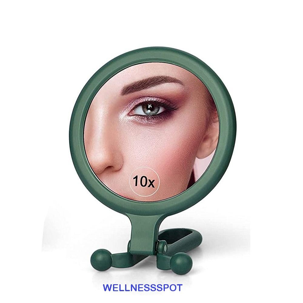 Wellnessspot กระจกแต่งหน้าแว่นขยายขนาดใหญ่พับได้กระจกโต๊ะเครื่องแป้งแบบพกพากระจกขนาดกะทัดรัดกระจกขยายเดสก์ท็อปของขวัญสําหรับกระจกขาตั้งพับส่วนบุคคล