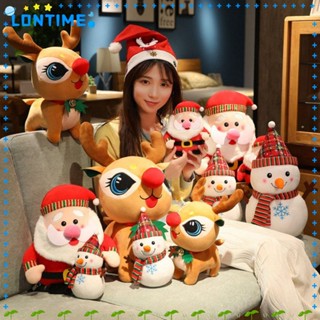 Lontime หมอนตุ๊กตานุ่ม รูปซานตาคลอส กวางเอลก์ สโนว์แมน น่ารัก ขนาด 23-43 ซม. สีแดง สีน้ําตาล สีขาว