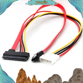 Youyilu อะแดปเตอร์สายเคเบิล Sata Combo 15 Pin Power และ 7 Pin Data Cable 4 Pin Molex to Serial ATA Lead Cable Molex to Sata Power 44 ซม.