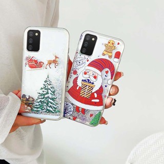 Ybd เคสโทรศัพท์มือถือ ลายต้นคริสต์มาส ซานตาคลอส กวาง มีทรายไหล สําหรับ Samsung Galaxy A01 A02S A03S A10 M10 A10S M01S