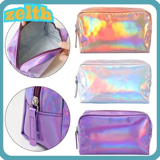 Zelth กระเป๋าเครื่องสําอาง เลเซอร์ PU สีเมจิก กันน้ํา แบบพกพา