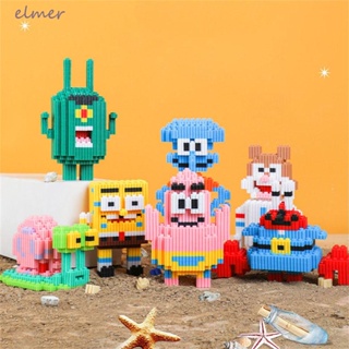 Elmer บล็อกตัวต่อ รูปการ์ตูน Spongebobed ของเล่นเสริมการเรียนรู้ สําหรับเด็ก