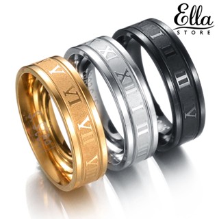 Ellastore123 แหวนเหล็กไทเทเนียม รูปตัวเลขโรมัน สร้างสรรค์ ของขวัญ สําหรับทุกเพศ ทุกวัย