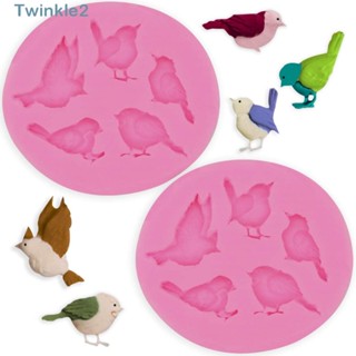 Twinkle แม่พิมพ์ซิลิโคน รูปนก สีชมพู ขนาด 6.2x5.5x1 ซม. สําหรับตกแต่งเค้ก 2 ชิ้น