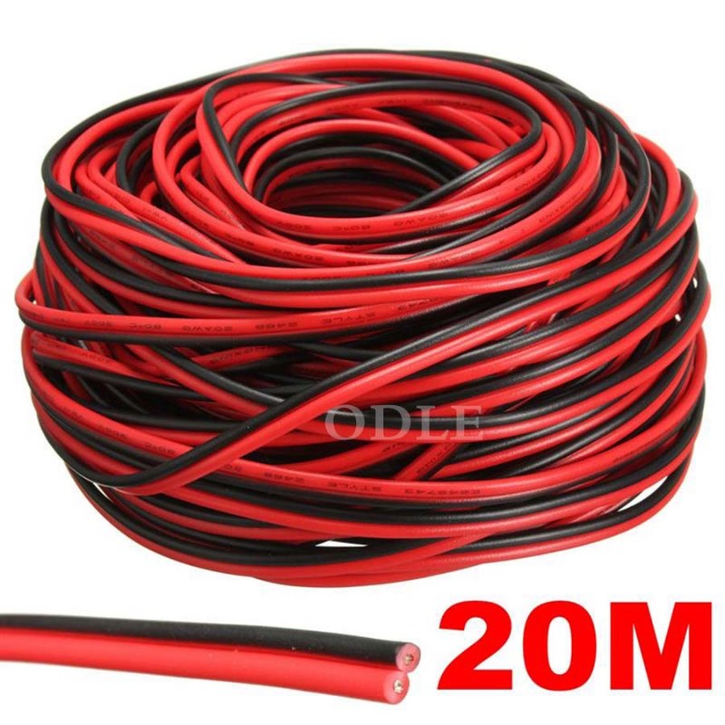 สายไฟขยาย PVC 22awg 22 พิน AWG 20 เมตร สีแดง สีดํา