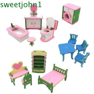 Sweetjohn เฟอร์นิเจอร์ไม้ สําหรับตกแต่งบ้านตุ๊กตา