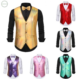 GORGEOUS~Sleek Shiny Disco Waistcoat Mens Vintage Sleeveless Suit Vest in Various Colors