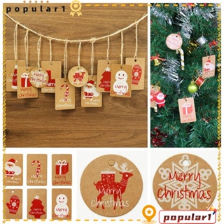 Popular ป้ายแท็กไม้ ลายซานต้าคลอส สโนว์แมนน่ารัก แฮนด์เมด DIY สําหรับแขวนตกแต่งบ้าน 100 ชิ้น