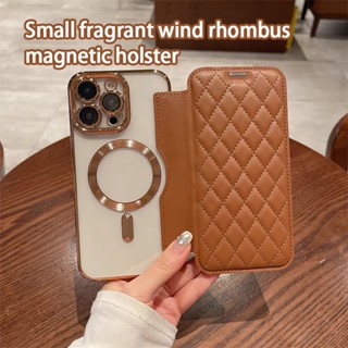 เคสโทรศัพท์มือถือหนัง ฝาพับแม่เหล็ก ป้องกันเลนส์กล้อง พร้อมช่องใส่บัตร สําหรับ iPhone 15 Pro 12 13 14 15 Pro Max