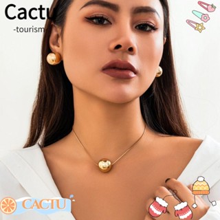 Cactu สร้อยคอโชคเกอร์ ต่างหูสตั๊ด จี้รูปกระดูกงู ขนาดใหญ่ เครื่องประดับ สไตล์พังก์ ปาร์ตี้