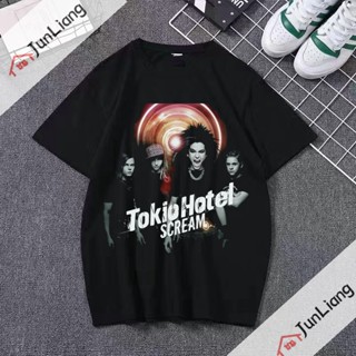 เสื้อยืดแขนสั้น คอกลม พิมพ์ลาย Tokio Hotel Rock สําหรับผู้ชาย และผู้หญิง