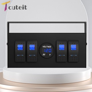 Tcuteit กล่องสวิตช์แขนโยก โวลต์มิเตอร์ เบรกเกอร์ แผงไฟ LED อะลูมิเนียม เรืองแสง 4 ชุด