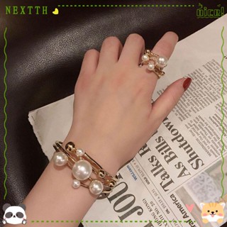 Nextth สร้อยข้อมือ ทรงเรขาคณิต โลหะ สีทอง เครื่องประดับแฟชั่น