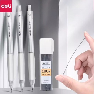 De deli ดินสอกด ซิลิโคน ด้ามจับนิ่ม เรียบง่าย สไตล์ Muji ปากกาอัตโนมัติ สําหรับนักเรียน