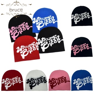 Bruce Skullies หมวกบีนนี่ ผ้าถัก ลายตัวอักษร สีพื้น แบบสวมหัว ให้ความอบอุ่น เหมาะกับฤดูใบไม้ร่วง ฤดูหนาว