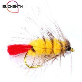 Suchenth เหยื่อตกปลา รูปกวาง ด้วง 10 ชิ้น#12# เหยื่อตกปลา รูปหนอนขนสัตว์ สีดํา