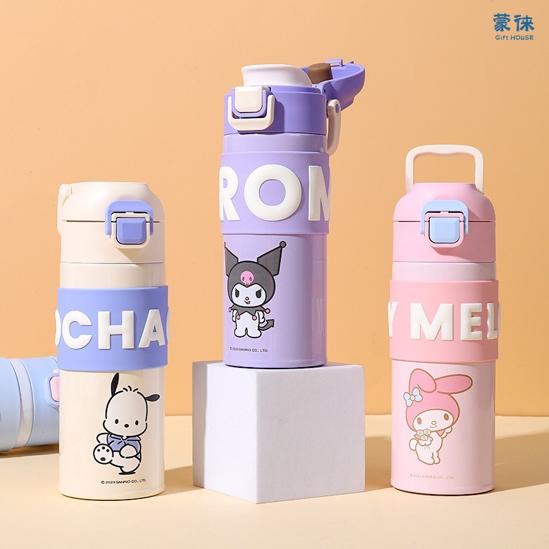 แก้วกระติกน้ําร้อน สเตนเลส 316 ลายการ์ตูน Sanrio My Melody Kuromi น่ารัก ขนาด 400 มล. 500 มล. พกพาง่าย ของขวัญ สําหรับเดินทาง