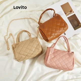 Lovito กระเป๋าสะพายไหล่ ลําลอง บุสายโซ่ สําหรับผู้หญิง L63AD327 (สีกากี/น้ําตาล/ชมพู)