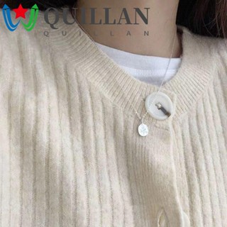 Quillan สร้อยคอโซ่ จี้ดอกกุหลาบ โลหะผสมทอง สีเงิน สไตล์ฝรั่งเศส สําหรับผู้หญิง