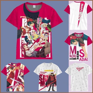 Hqy2 The Devil is a Part-Timer! เสื้อยืดแขนสั้น พิมพ์ลายอนิเมะ Maou Sadao Yusa Emi 3 มิติ แฟชั่นสําหรับผู้ชาย และผู้หญิง