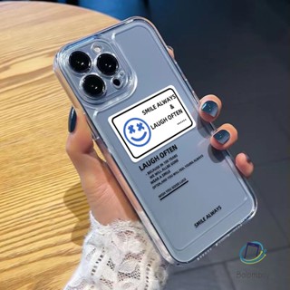 โปร่งใสเคสโทรศัพท์ สําหรับไอโฟน 11 12 13 14 15 Pro Max 7 8 Plus XR X XS MAX SE แท็กยิ้ม TPU อ่อนนุ่ม กันกระแทก สเปสเคส