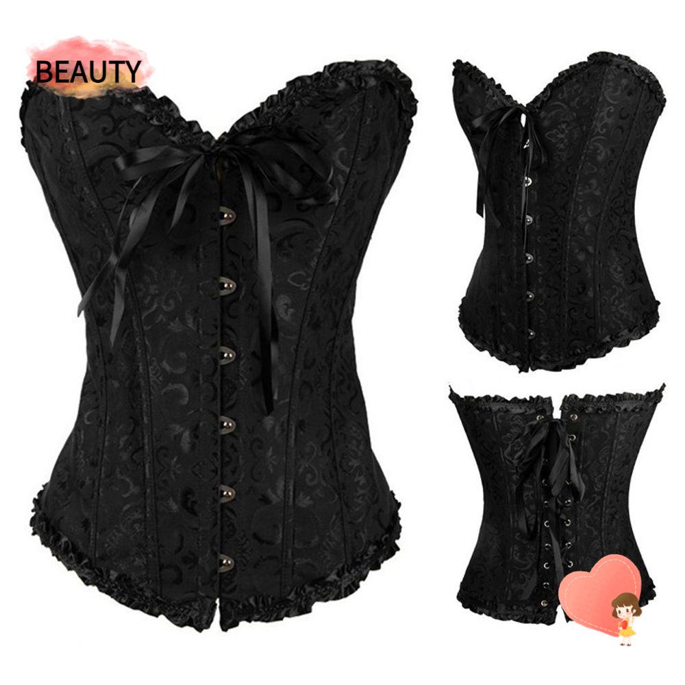Beauty ชุดคอร์เซ็ทแฟนซี เสื้อเกาะอก แบบผูกเชือก สไตล์โกธิค สําหรับผู้หญิง