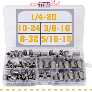 Suchenhd น็อตหัวแบน 77 ชิ้น #8-32#10ชุดหมุดรีเวทนัท สเตนเลส 5 ขนาด -24 1/4 นิ้ว -20 5/16 นิ้ว -18 3/8 นิ้ว -16