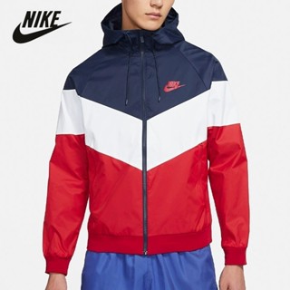 Nike ของแท้ 100% เสื้อแจ็กเก็ตไนล่อน มีฮู้ด ทรงหลวม น้ําหนักเบา กันลม สําหรับผู้ชาย DC4113