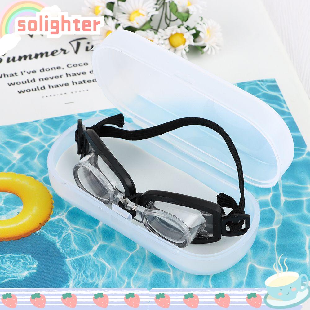 Solighter แว่นตาว่ายน้ํา กรอบสีดํา สําหรับบ้านตุ๊กตา 1/6