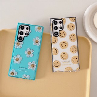 CASETIFY เคสโทรศัพท์มือถือแบบนิ่ม TPU ใส กันกระแทก ลายดอกเดซี่ หน้ายิ้ม สร้างสรรค์ สําหรับ Samsung Galaxy S23 Ultra Plus S22 Plus Ultra S21 Ultra Plus S20 Ultra S20+