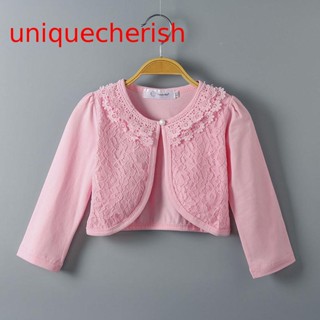 【Unique】เสื้อคาร์ดิแกน ผ้าลูกไม้ สไตล์เจ้าหญิง สําหรับเด็กวัยหัดเดิน