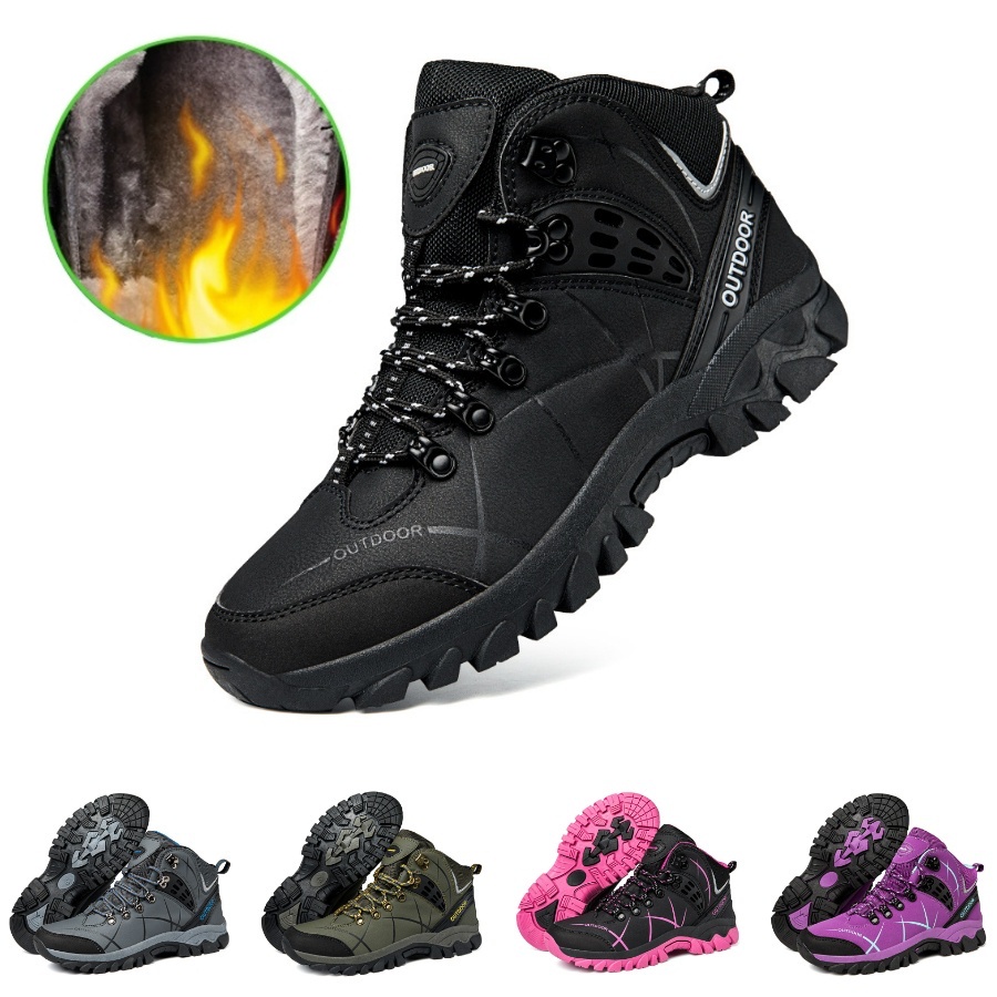 Outdoor snow boots waterproof รองเท้าลุยหิมะ กันน้ำ มีบุขนข้างใน ดอกยางพื้นหนากันลื่นพิเศษ
