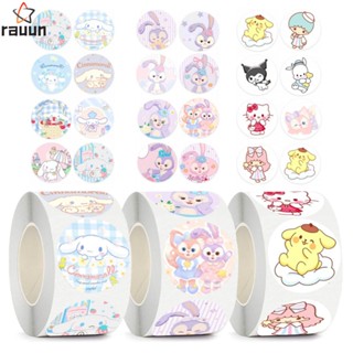 สติกเกอร์กระดาษ ลาย Hello KittyKuromiCinnamon น่ารัก หลากสี สําหรับตกแต่ง 500 ชิ้น ต่อม้วน