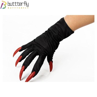 Buttterfly ถุงมือคอสเพลย์ ผีฮาโลวีน สีเงิน ดํา DIY สําหรับตกแต่งเวที วันหยุด