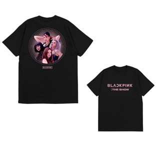 เสื้อยืดแขนสั้นลําลอง คอกลม ผ้าฝ้าย พิมพ์ลาย Kpop Blackpink THE SHOW LISA JENNIE ROSE JISOO BORN PINK World Tour 2023 สําหรับผู้ชาย และผู้หญิง